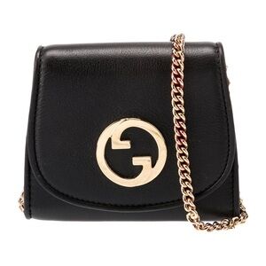 Gucci Black Leather Crossbody Bag with Gold Chain & Logo